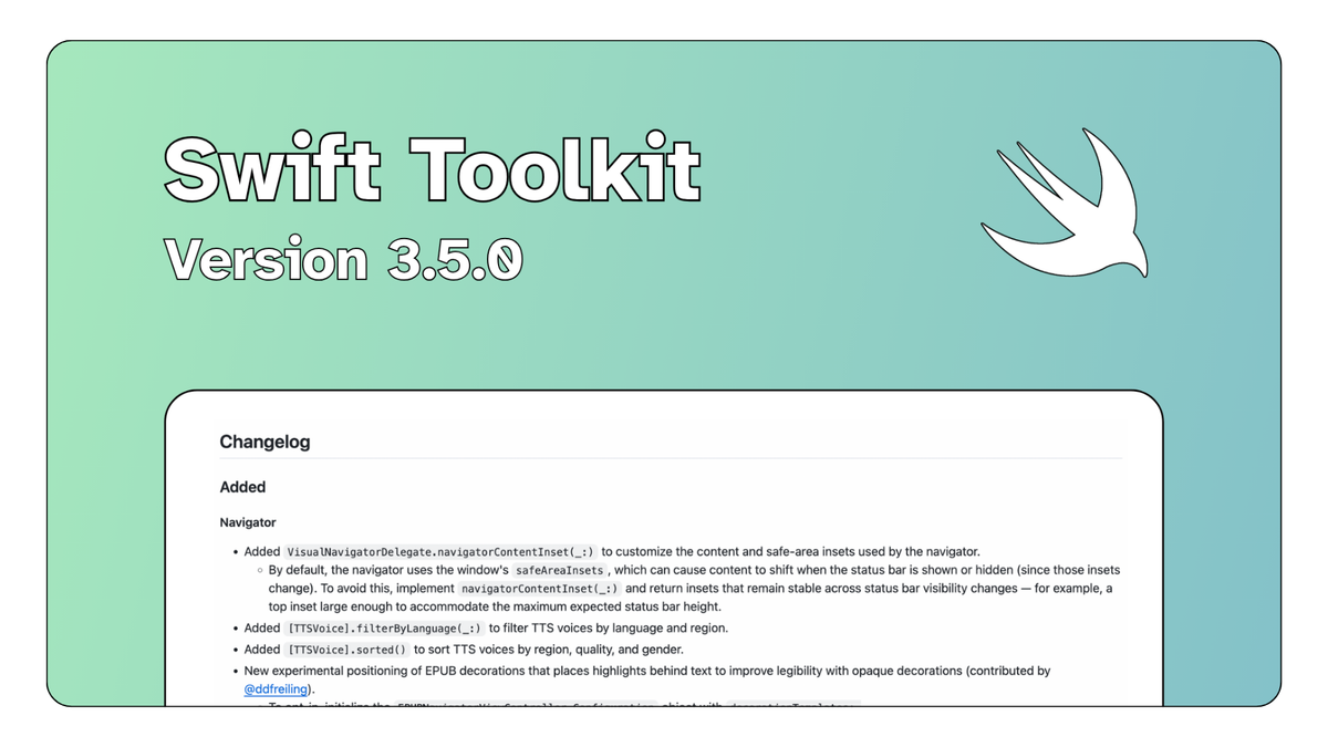 Release Note · Swift Toolkit Version 3.5.0